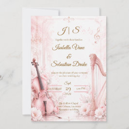 Elegante Roze Muzikale Trouwdag Kaart