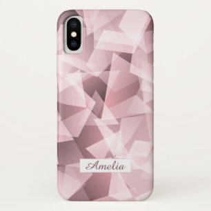 Elegante Roze Naam Geometrisch Veelhoekig Patroon Case-Mate iPhone Case