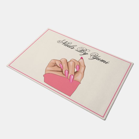 Elegante Roze Nagels Schoonheidssalon Welkom Promo Deurmat (Schuin)