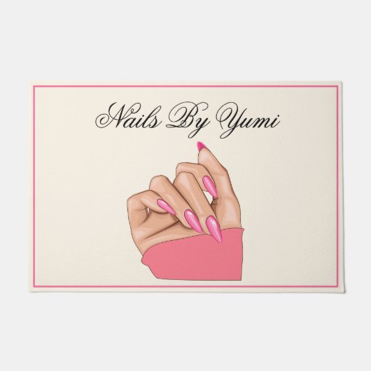 Elegante Roze Nagels Schoonheidssalon Welkom Promo Deurmat (Voorkant)