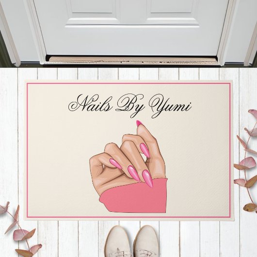 Elegante Roze Nagels Schoonheidssalon Welkom Promo Deurmat
