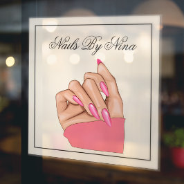 Elegante Roze Nagelstyliste Schoonheidssalon Raamsticker