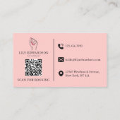 Elegante Roze Nageltechnicus Artiest Logo QR Code Visitekaartje (Achterkant)