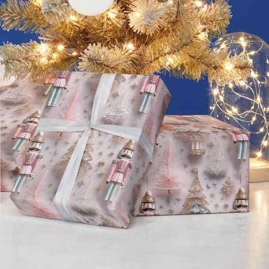 Elegante Roze Notenkraker Cadeaupapier (Feestdagen)