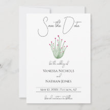 Elegante roze Ocotillo Cactus Save The Date Kaart