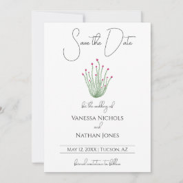 Elegante roze Ocotillo Cactus Save The Date Kaart