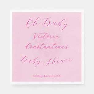 Elegante Roze Oh Baby Script Pioen Roze Baby Showe Servet