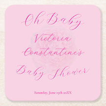 Elegante Roze Oh Baby Script Pioen Roze Babyshower