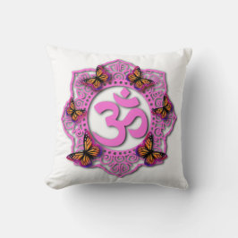 Elegante Roze ohm mandala roze paarse vlinders Kussen