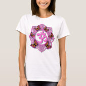 Elegante Roze ohm mandala roze paarse vlinders T-shirt (Voorkant)