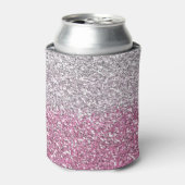 Elegante roze ombre glitter sparkle blikjeskoeler (Blikje Voorkant)