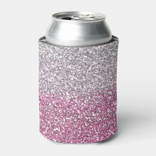 Elegante roze ombre glitter sparkle blikjeskoeler (Blikje Voorkant)