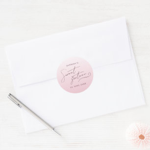 Elegante Roze Ombre Script Sweet Sixteen Ronde Sticker