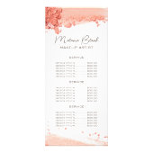 Elegante Roze Oogschaduw Make-up Prijslijst  Reclamekaart (Voorkant)