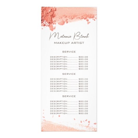 Elegante Roze Oogschaduw Make-up Prijslijst  Reclamekaart