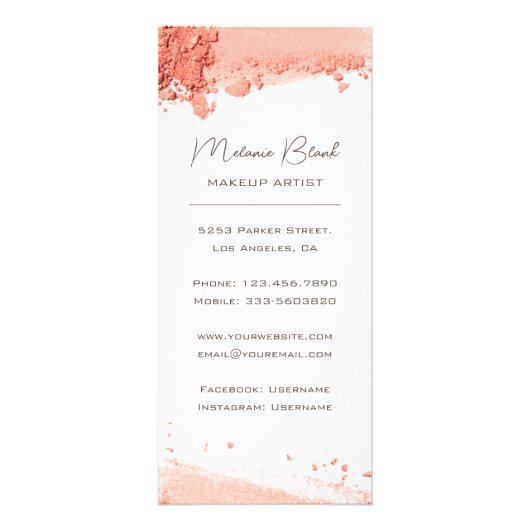 Elegante Roze Oogschaduw Make-up Prijslijst  Reclamekaart (Achterkant)