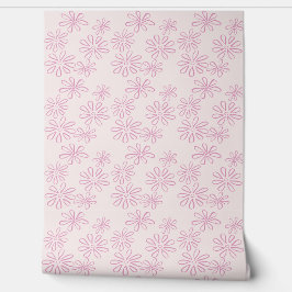 Elegante roze op Blush Floral Doodle Behang
