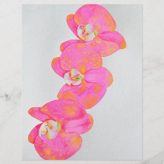 Elegante roze oranje waterverf orchideeën (Voorkant)