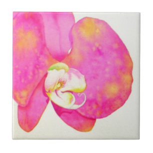 Elegante roze oranje waterverf orchideeën tegeltje