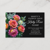 Elegante Roze Oranje Witte Roos Bloem Bloemist Visitekaartje (Voorkant)