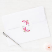 Elegante Roze Orchidee Bloeit Initialen Monogram Ronde Sticker (Envelop)