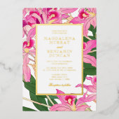 Elegante Roze Orchidee Bloeit Tropische Bloemen Hu Folie Uitnodiging (Voorkant)