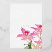 Elegante Roze Orchidee Bloeit Tropische Bloemen Hu Folie Uitnodiging (Achterkant)