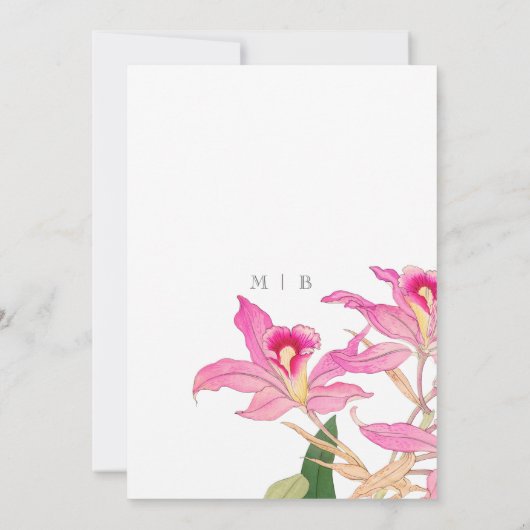 Elegante Roze Orchidee Bloeit Tropische Bloemen Hu Kaart (Achterkant)