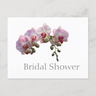 Elegante roze orchidee bloem bruiloftsshower ansic uitnodiging briefkaart