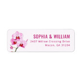 Elegante Roze Orchidee Bloem Etiket (Voorkant)