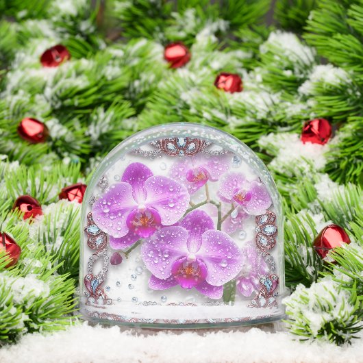 Elegante roze orchidee bloemen sneeuwbol (Kerstmis)