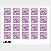 Elegante roze orchidee bloemen vierkante sticker (Vel)