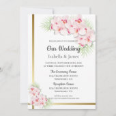 Elegante Roze Orchidee Bloemige Bruiloft Kaart (Voorkant)