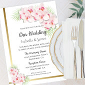 Elegante Roze Orchidee Bloemige Bruiloft Kaart