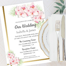 Elegante Roze Orchidee Bloemige Bruiloft Kaart