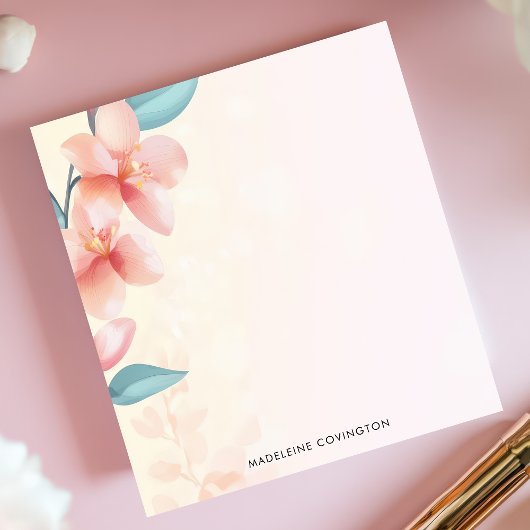 Elegante roze orchidee bloesem gepersonaliseerde n notitieblok