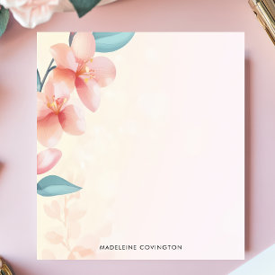 Elegante Roze Orchidee Bloesem Persoonlijke Naam Notitieblok