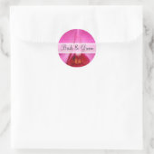 Elegante roze orchidee bruiloft stickers (Tas)