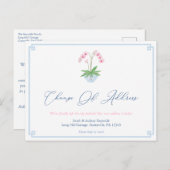 Elegante roze orchidee gember potje verandering va aankondigingskaart (Voorkant / Achterkant)