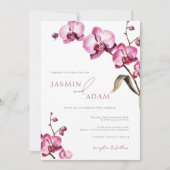 Elegante Roze Orchidee Huwelijk Kaart (Voorkant)