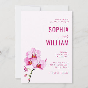 Elegante Roze Orchidee Huwelijksuitnodiging Kaart