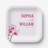 Elegante Roze Orchidee Papieren Bordje (Voorkant)