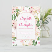 Elegante Roze Orchidee Roos Bloementuin Trouwen Kaart (Staand voorkant)