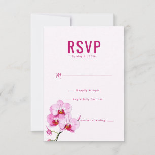 Elegante Roze Orchidee RSVP Kaartje