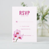 Elegante Roze Orchidee RSVP Kaartje (Staand voorkant)