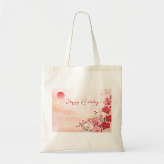 Elegante Roze Orchidee Verjaardag Tote Bag (Voorkant)