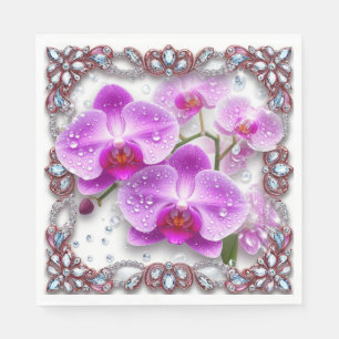 Elegante Roze Orchideeën Bloemen Servet