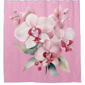 Elegante Roze Orchideeën Gordijn (Voorkant)