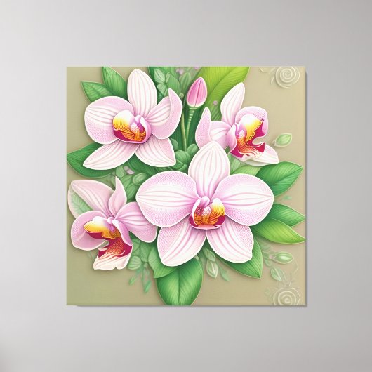 Elegante Roze Orchideeën in Bloei Canvas Afdruk (Voorkant)
