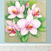 Elegante Roze Orchideeën in Bloei Canvas Afdruk (Insitu (Houten vloer))
